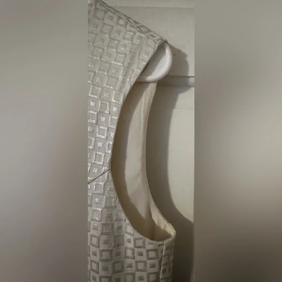 BANANA REPUBLIC Size 8 WHITE with Shimmering SILVER sleeveless
dress - Picture 3 of 7